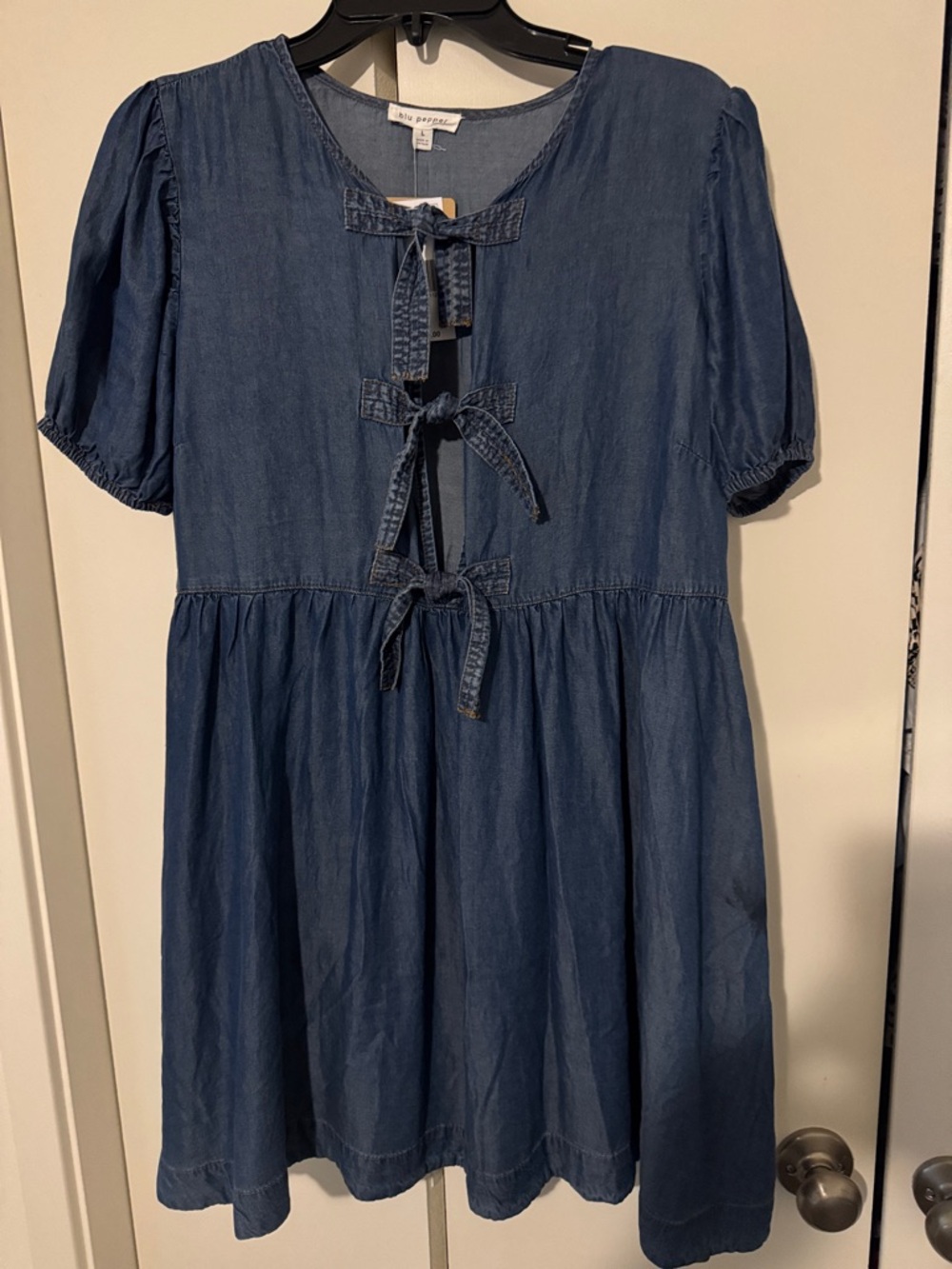 Blu Pepper Blue Tie-Front Mini Dress